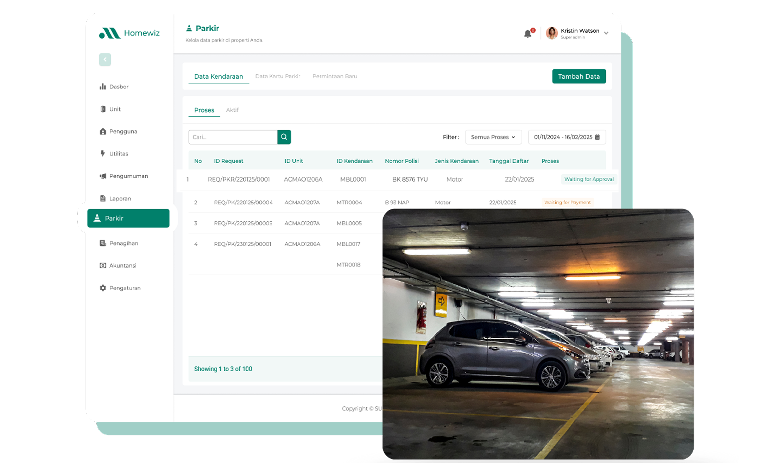 Parking Registration Interface